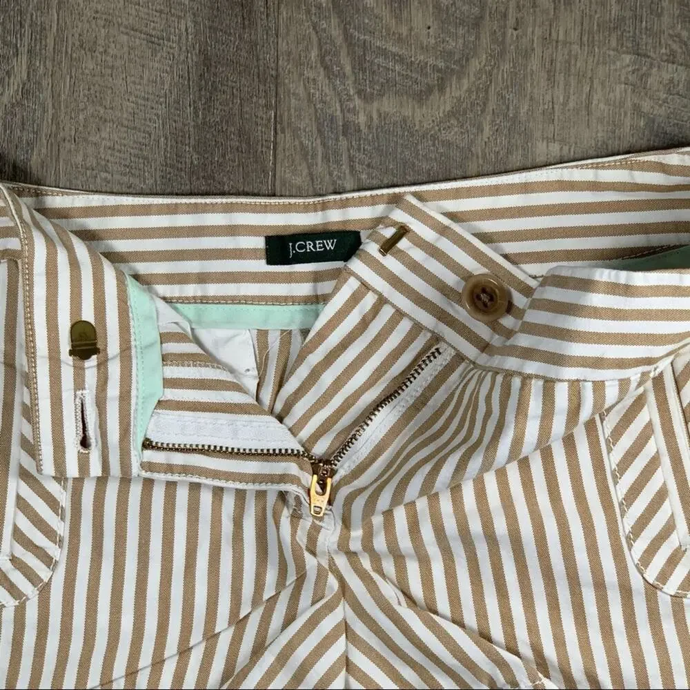 J Crew 2 brown white stripe cotton shorts